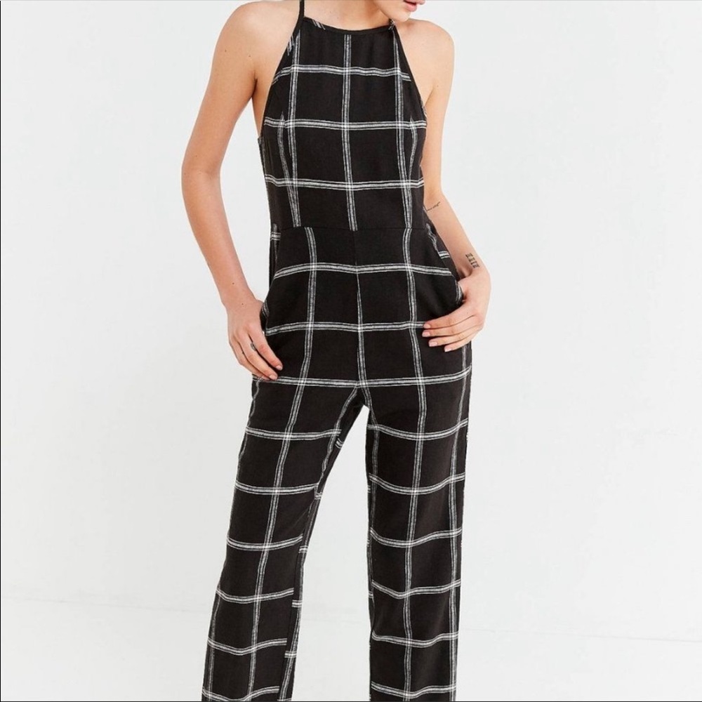 UO Hattie Linen High-neck Jumpsuit
